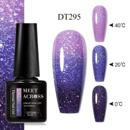 MEET ACROSS 7ml Glitter Sequins Thermal Gel Nail Polish 3 Layers Temperature Color Changing Semi Permanent UV Gel Varnish Nails