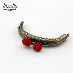 KISSDIY 10pcs 8.5CM Rose Head Pattern Purse Frame Antique Bronze Arc Shape Bag Kiss Clasp Lace Metal DIY Bag Accessories