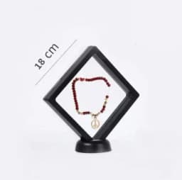 1 Set Suspended Floating Display Case Black White Plastic 3D Earring Coins Gems Ring Jewelry Exhibition Stand Holder Box