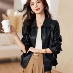New 2026 Temperament PU Leather Jacket Women's Autumn Lapel Loose Motorcycle Jacket Ladies Casual Female Outwear Overcoat
