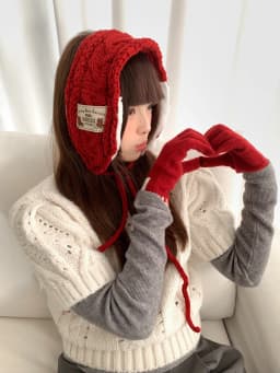 Womens Thickened Red Knitted Plush Earmuffs For Winter Warm Ear Protection Against Cold With Straps