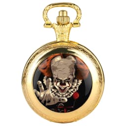 Creative Clown Design Glass Dome Quartz Pocket Watch Watch Children Student Birthday Gift Souvenir Men Women Necklace Pendant
