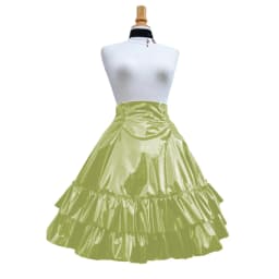 Vintage Shiny PVC Leather 2 Tiered Ruffled Skirt Sweet Round-shaped Lolita Long Trumpet Pleated Skirt Cocktail Party Club Skirts