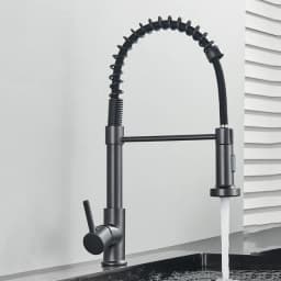 Spring Brushed Kitchen Sink Faucet Pull Down Sprayer Nozzle Single Handle Faucets Mixer Hot Cold Stainless Steel Modern