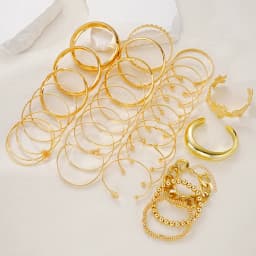 Vintage Elegant Multi-Piece Stacking Bracelets Set Fashion Minimalist Delicate Floral Geometric Smooth Bangle Holiday Jewelry