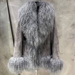 Sheep Collar Coats Women Winter Luxury Mongolian Fur Leather Jackets with Long Sleeve 7251