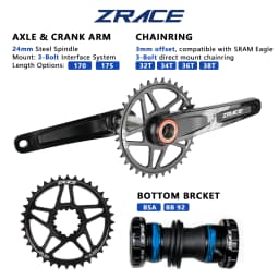 LTWOO AX MTB Hydraulic Disc Brake Set,1x12 Speed Shifter Rear Derailleur,ZRACE Cassette Crankset Caliper Chainring Fit M6100