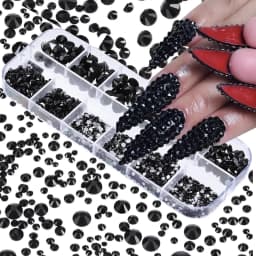Nail Art Rhinestones Kit 2400pcs Nail Gems Ab Flatback Rhinestones Gems Stones with Storage Organizer for Design Bright Holiday