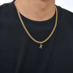 Initials Cuban Chain Necklaces for Men Boys,Waterproof A-Z 26 Alphabet Charm Pendant with 50cm/19.7" Stainless Steel Chain Gifts
