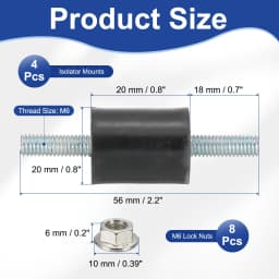 4/8Pcs M3 M4 M5 M6 Rubber Isolator Mounts Rubber Studs Shock Absorber Anti-Vibration Isolation Damping Mounts with Lock Nuts
