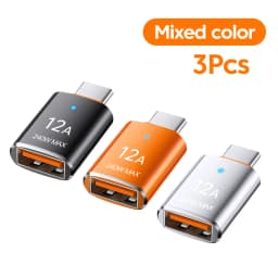 12A USB 3.0 To Type C Adapter LED OTG USB C Male to USB A Female Connector For iPhone 15 Tablet Notebook Android Phones Adapter