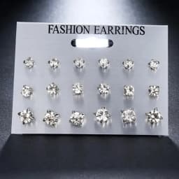 Sparkling 9/18-Pairs Classic Stud Earrings Set for Women,Rhinestone Studded, Perfect for Everyday Wear and Festive Celebrations