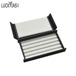 PU Leather Bare Stone Gemstone Jewelry Box Magnet Stone Storage Display Box Gem Display Counter Exhibition Lid V Groove Box