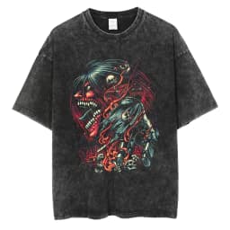 2026 Anime Attack on Titan Eren Jaeger Printed T-shirt Men's and Women's Washed T-shirt High Quality Vintage Cotton T-shirt Top