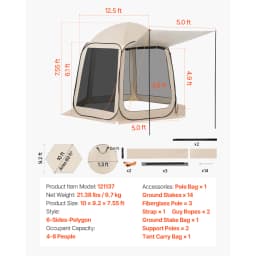 SucceBuy Screen House Tent Pop Up Screen Tent with Extended Awning Portable Screened with Carry Bag for Patio Backyard Outdoor