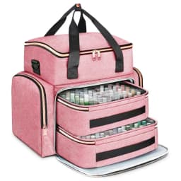 Large Capacity Nail Polish Organizer Bag with Shoulder Strap 96 Compartment Nail Care Kit Bag Handheld Makeup Bag
