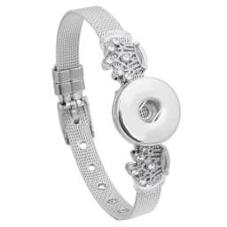 Wholesale 18mm Snap Bracelets High Quality Metal Silver Color Snap Button Bracelet Bangle Adjustable Chain Bracelets