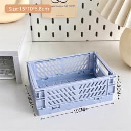 Collapsible Crate Plastic Folding Storage Box Basket Utility Cosmetic Container Desktop Holder Home Use School Desk Storage Box
