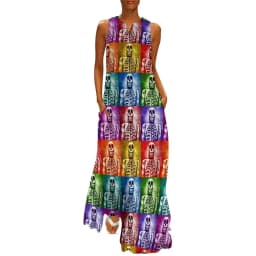 Skeleton Print Dress Spring Horror Monsters Street Style Bohemia Long Dresses Womens Night Club Maxi Dress Birthday Gift