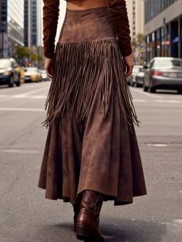 New Ethnic Elegant Solid Tassel Slim Fit Midi Skirt Brown Wide Hem Long Skirt Party Evening Dresses Versatile Female Clothing