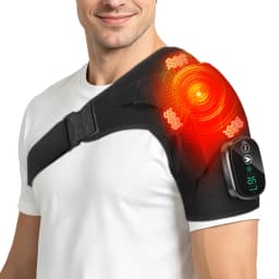 Heated Shoulder Massager Wrap Electric Vibration Massage Support Strap Smart LED Display Cordless Heating Pad Muscle Relaxation