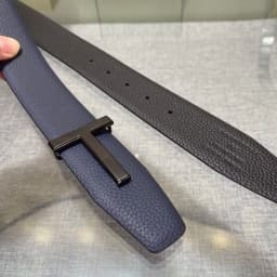 Double-Sided Leather Belt with Letter Buckle T-Shaped Men's Fashionable Genuine Leather Belt Stylish Men's Belt Workwear