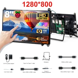 Raspberry Pi 5 7/8 Inch Screen, IPS TFT LCD HDMI Display Touch Screen Monitor 1024*600 1920*1200 HDMI Speaker for DIY Student