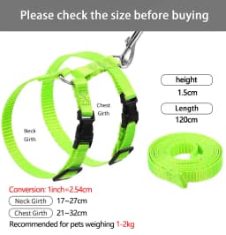 Rabbit Cat Harness and Leash Set Adjustable Pet Lead Leash for Small Animals Ferrets Piggies Hedgehogs Outdoor Walking