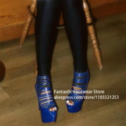 Nude Strappy Platform Stiletto Pumps Peep Toe Lace up High Heels Designer Elegant Style Cutout High Heeled Footwear for Banquet