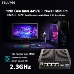 12th Gen Intel Pentium 4417U 2.5G Soft Router 4X I226-V LANS RJ45 Fanless Mini PC HD DP USB-C PfSense OPNsense Firewall PVE ESXI