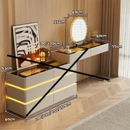 Nordic Solid Wood Dressers Bedroom Modern Dressing Table Drawer Integrated Home Small Apartment Makeup Table with LED Mirror