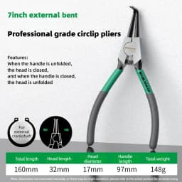 BAOLIAN 7'' Circlip Plier Set Long Nose Straight Bent Pliers Inner & Outer Snap Ring Remover Tool for Retaining Rings