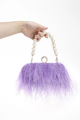 Luxury Real Ostrich Feathers Handbag Pearl Tassel Evening Bags Women's Pouch Purse Pink Green Diamond Clutch Party Messenger Bag
