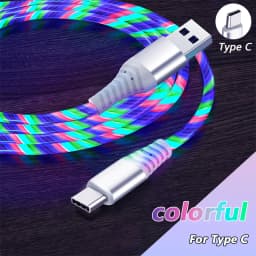6A Glowing Cable Micro USB Type C Cable Fast Charging For Huawei iPhone 15 Pro Xiaomi USB C Data Cord Atmosphere lights Cable