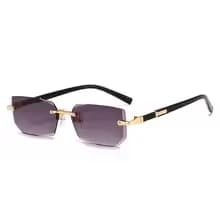 Rimless Rectangle Sunglasses for Men Women UV400 Polarized Metal Frame Small Square Fashion Shades Summer Travel Driving