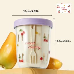 WORTHBUY Portable Oat Container Double-Layer Drain Fruit Cup Reusable Leak Proof Plastic Salad Cup Breakfast Cup With Fork&Handl
