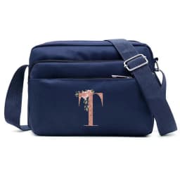 Large Capacity Travel and Commuting Storage Blue Bag Rose Gold Series Print Pattern Multi-layer One Shoulder Crossbody Bag