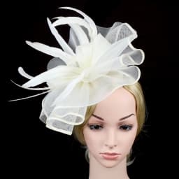 Large Chiffon Fascinators Hat with Feather, Cocktail Tea Party Horse Racing Derby Headwear for Women