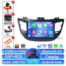 Android 15 Car Radio For Hyundai Tucson IX35 3 2015 2016 2017 2018 Multimedia Wireless Carplay Auto Qualcomm QLED Navigation DSP