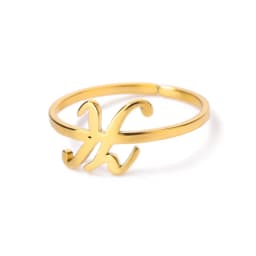 Initial Letter Rings For Women Gold Color Stainless Steel A-Z Letter Adjustable Ring Aesthetic Wedding Christmas Jewelry Gift