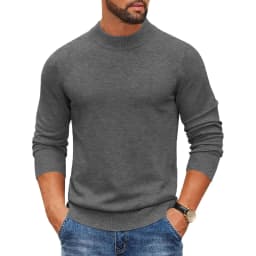 Men's Mock Turtleneck Ribbed Knit Pullover Sweater Casual Heavyweight Slim Fit Dress Sweater Warm Jumper Thermal Streetwear
