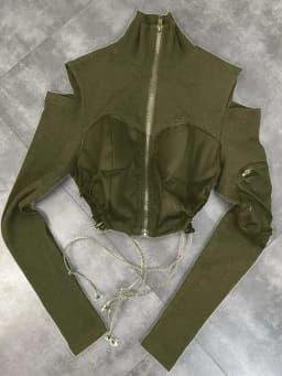 DEAT 2026 New Spring And Winter High Turltleneck Full Sleeves Off The Shoulder Drawstring Zippers Short Sweatshirt WW95701L