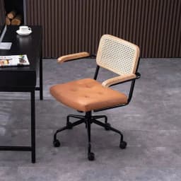 modern Simple Office Chair Home Comfortable Computer Chair Office Chairs for Bedroom Rattan backrest Chair Retro Swivel Chair