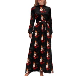 White Music Notes Dress Note Worthy Print Sexy Maxi Dress Aesthetic Bohemia Long Dresses High Waist Pattern Clothing