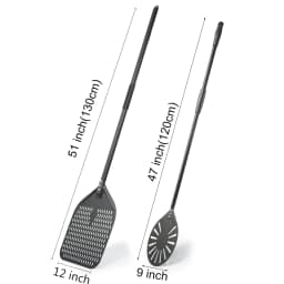 12" Hard Anodized Perforated Pizza Peel Rectangle Pizza Turning Shovel Set Aluminum Pizza Peel Paddle 40cm Long Silicone Handle