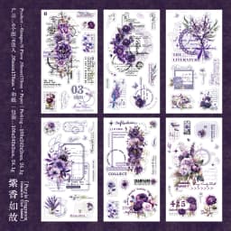 Journal GO 6pcs Flower Shadow Decorative Sticker Fresh Plant Flowers Collage Scrapbooking Label Diy Diary Journal Planner Label