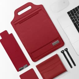 Laptop Holder Case for MacBook Pro Air 16 15.4 13.3 12 11 Bag PU Leather Sleeve Detachable Notebook Cover with Phone Holder