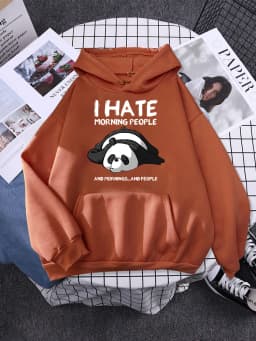 Cute Panda Sleeps Print New Women'S Sweatshirt Warm Vintage Pullover For Woman Fashion Korean Round Neck Hoodie Female
