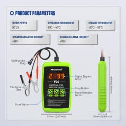 MRCARTOOL V30 Fuel Injector Tester Cleaner 6 Pulse Modes DIY Cleaning Tool Kit 12V Car Fuel Injector Flush Cleaner Adapter