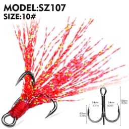5Pcs 10Pcs Fishing Treble Hooks 4X Strength With Feather Tackle Fishing Hook Stronger Carbon Steel Barbed Fishhooks Pesca